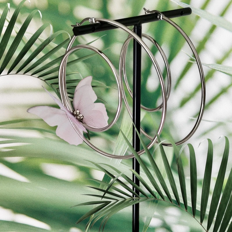 Kolczyki duże koła z motyle