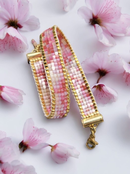 Bransoletka tkana Kwiat Wiśni