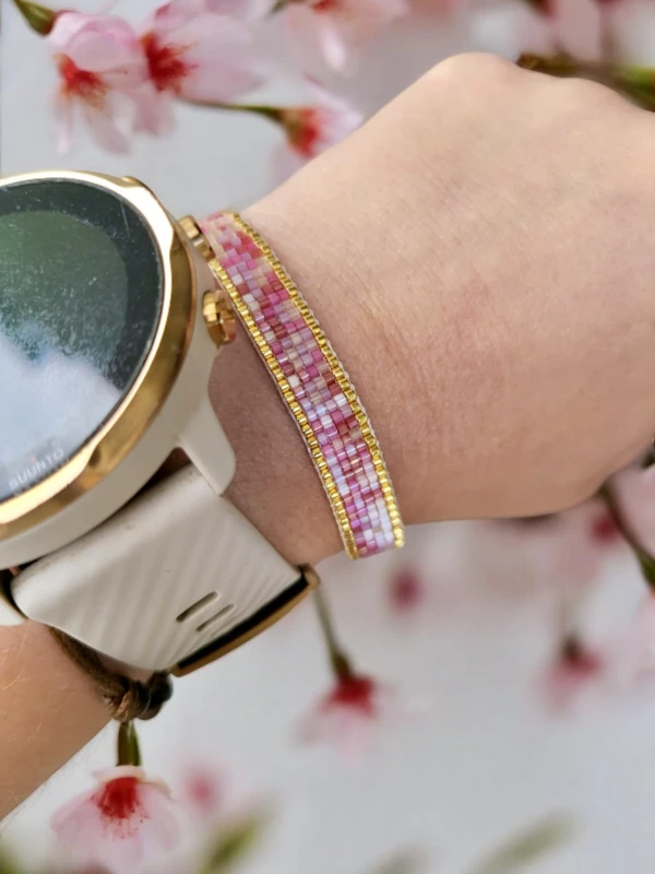 Bransoletka tkana Kwiat Wiśni