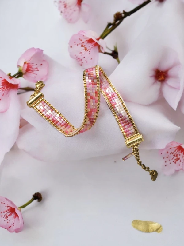 Bransoletka tkana Kwiat Wiśni