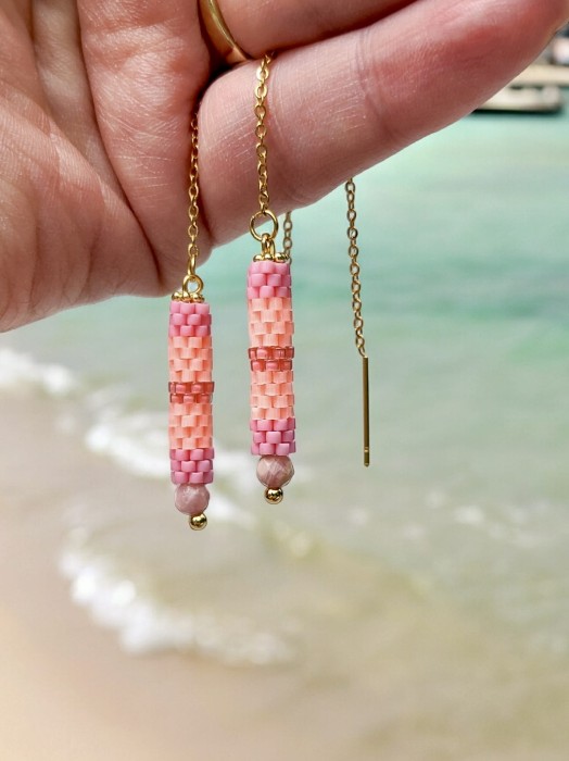 Kolczyki łańcuszki tkane Flaming