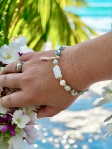 Bransoletka z larimaru i pereł Lazur