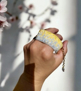 Szeroka bransoletka tkana cieniowana Letni Poranek