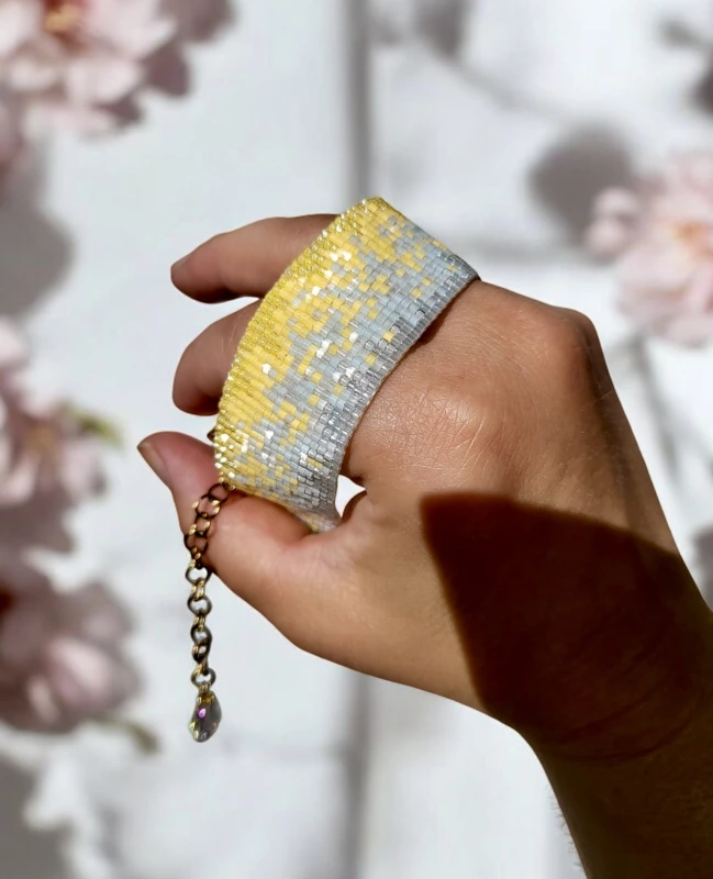 Szeroka bransoletka tkana cieniowana Letni Poranek