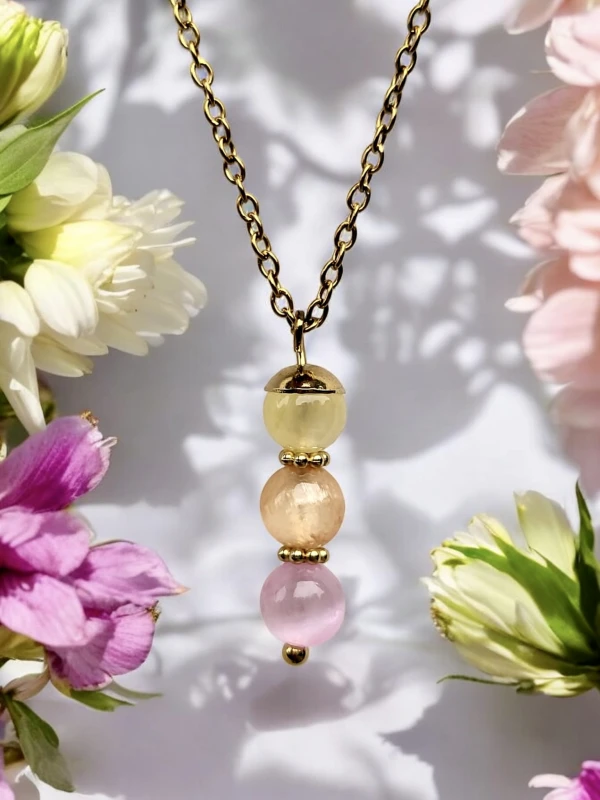 Naszyjnik z selenitu pastelowe Landrynki