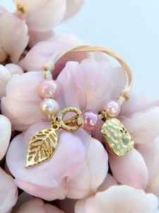 Bransoletka sznurkowa z perłą Różowe Pastele