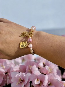 Bransoletka sznurkowa z perłą Różowe Pastele