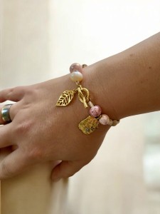 Bransoletka sznurkowa z perłą Różowe Pastele