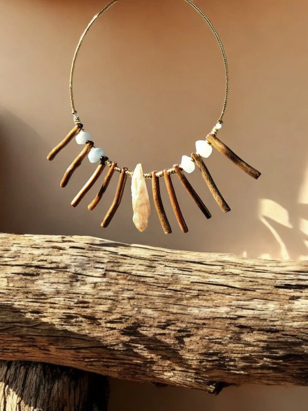 Naszyjnik choker z koralem, hematytem, akwamarynem Rajskie Wyspy