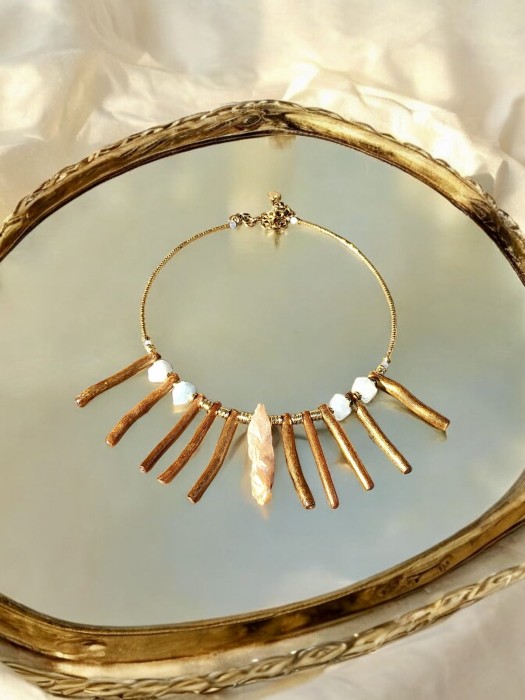 Naszyjnik choker z koralem, hematytem, akwamarynem Rajskie Wyspy