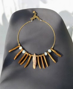 Naszyjnik choker z koralem, hematytem, akwamarynem Rajskie Wyspy