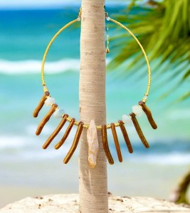 Naszyjnik choker z koralem, hematytem, akwamarynem Rajskie Wyspy