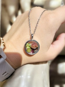 Naszyjnik medalion z turmalinem, perydotem i granatem klasy A Turmalinowy Raj