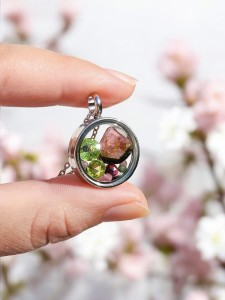 Naszyjnik medalion z turmalinem, perydotem i granatem klasy A Turmalinowy Raj