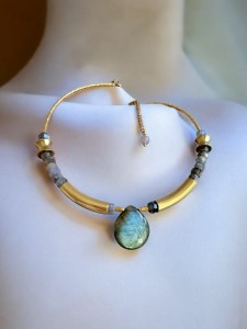 Choker z Labradorytem Klasy A - Naszyjnik Egipska Kropla