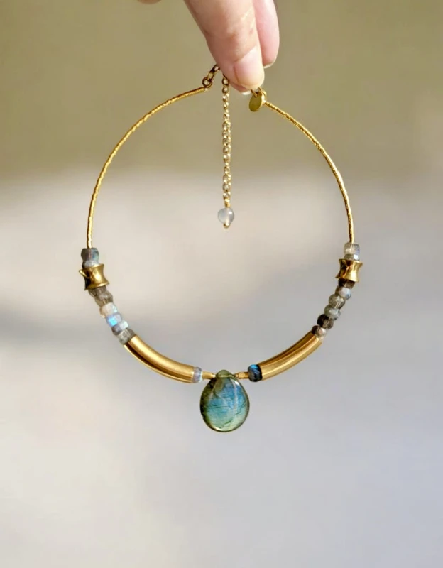 Choker z Labradorytem Klasy A - Naszyjnik Egipska Kropla