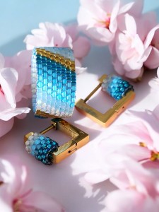 Komplet Biżuterii Premium Miyuki – Kolczyki i Pierścionek w Odcieniach Błękitu "Oceanic Elegance"